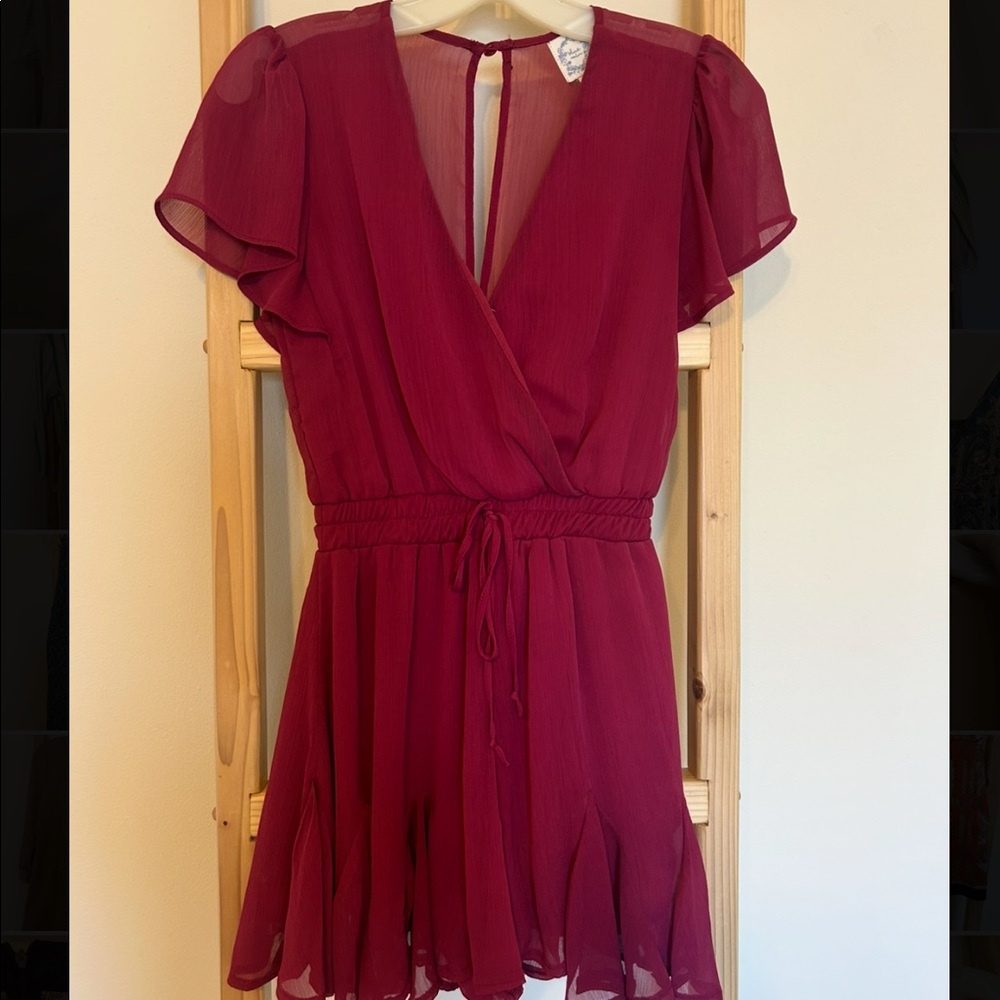 Blue Rain Maroon Pink Romper